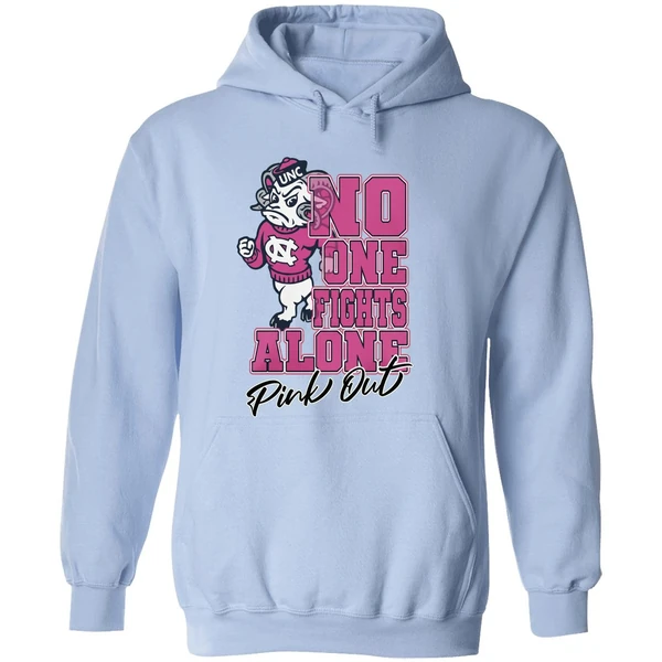 North Carolina Tar Heels No One Fights Alone Pink Out Hoodie - Image 4