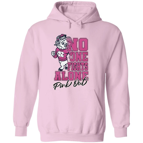 North Carolina Tar Heels No One Fights Alone Pink Out Hoodie - Image 5