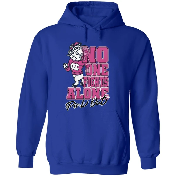 North Carolina Tar Heels No One Fights Alone Pink Out Hoodie - Image 7