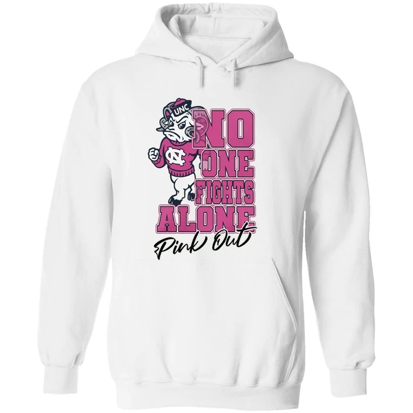 North Carolina Tar Heels No One Fights Alone Pink Out Hoodie - Image 8