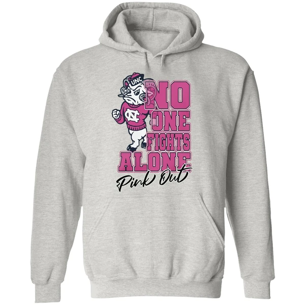 North Carolina Tar Heels No One Fights Alone Pink Out Hoodie - Image 9