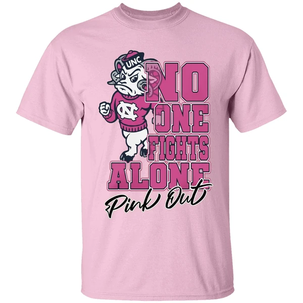 North Carolina Tar Heels No One Fights Alone Pink Out Shirt - Image 2