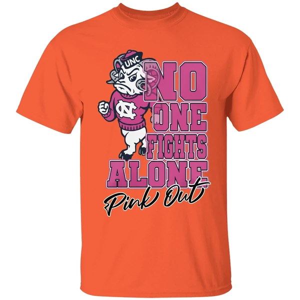 North Carolina Tar Heels No One Fights Alone Pink Out Shirt - Image 3