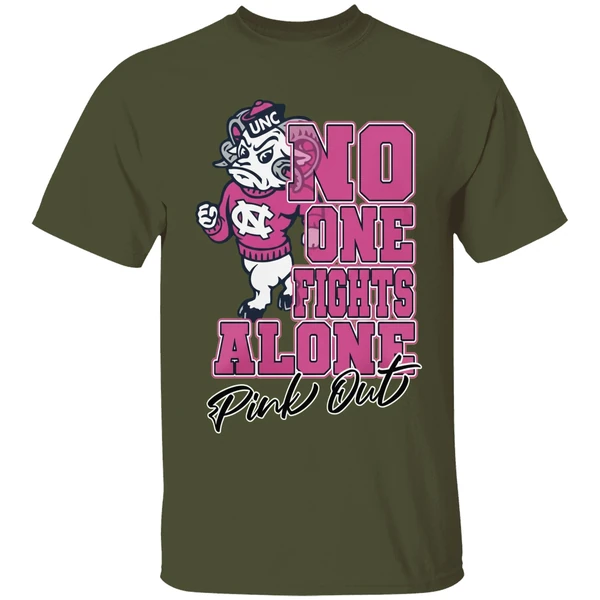 North Carolina Tar Heels No One Fights Alone Pink Out Shirt - Image 9
