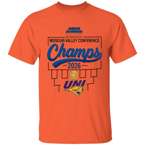 northern iowa mens basketball 2026 mvc tournament champions locker room shirt orange