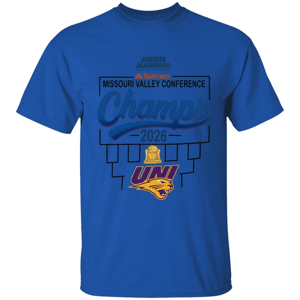 northern iowa mens basketball 2026 mvc tournament champions locker room shirt royalblue