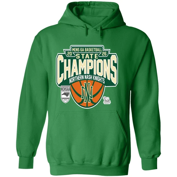 Northern Nash Knights Nchsaa Mens 6a Basketball State Champions 2026 Hoodie - Image 2