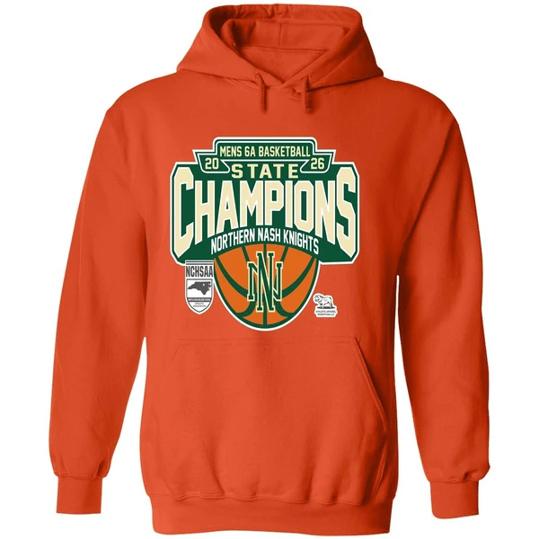 Northern Nash Knights Nchsaa Mens 6a Basketball State Champions 2026 Hoodie - Image 6