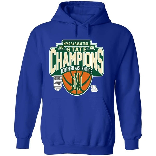 Northern Nash Knights Nchsaa Mens 6a Basketball State Champions 2026 Hoodie - Image 7