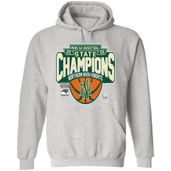 Northern Nash Knights Nchsaa Mens 6a Basketball State Champions 2026 Hoodie - Image 9