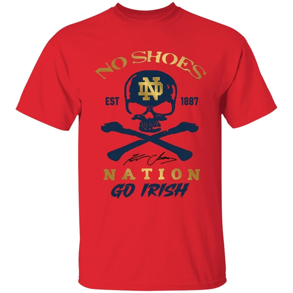 notre dame fighting irish kenny chesney no shoes nation irish pride fan shirt red