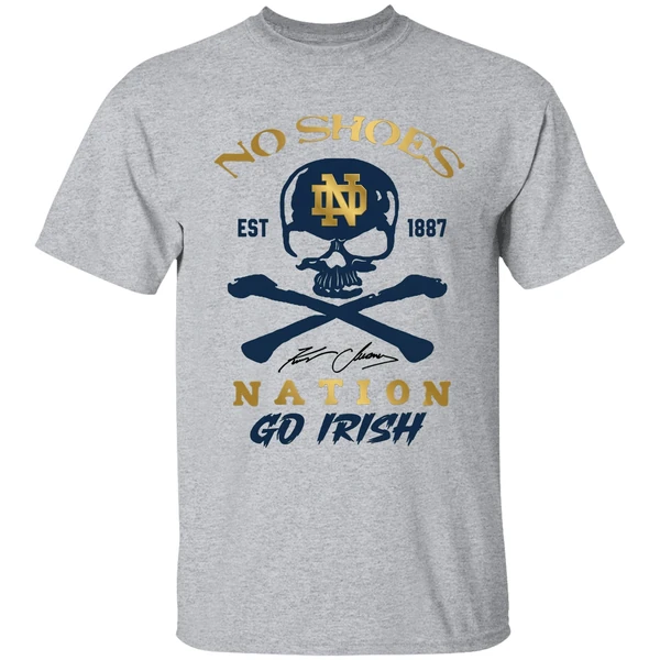 notre dame fighting irish kenny chesney no shoes nation irish pride fan shirt sportgrey