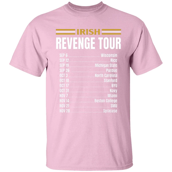 notre dame fighting irish leave no doubt irish revenge tour 2026 shirt lightpink