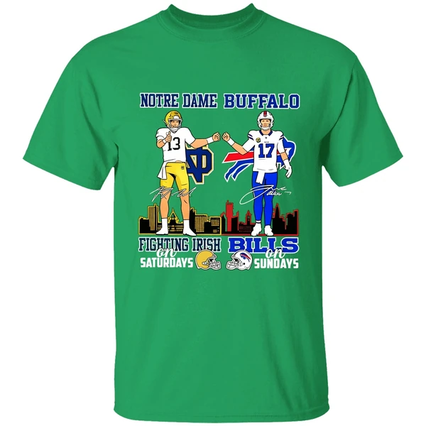 Notre Dame Fighting Irish On Saturdays And Buffalo Bills On Sundays Shirt - Image 2
