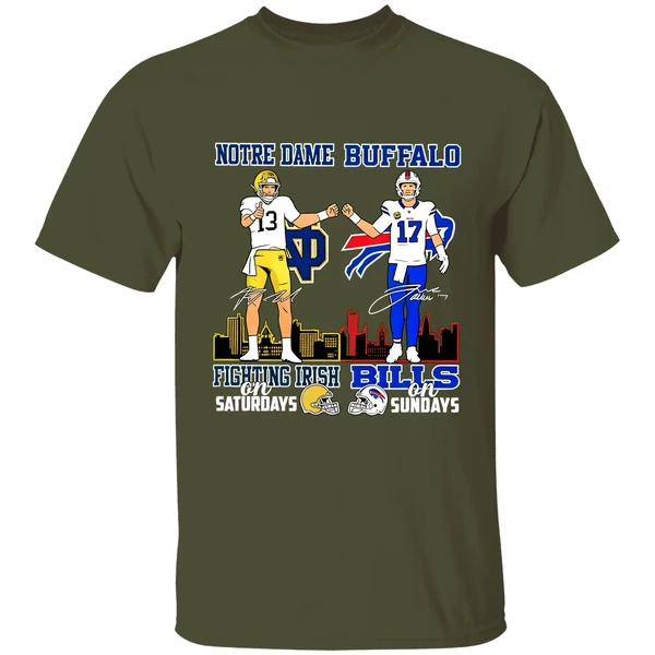 Notre Dame Fighting Irish On Saturdays And Buffalo Bills On Sundays Shirt - Image 4