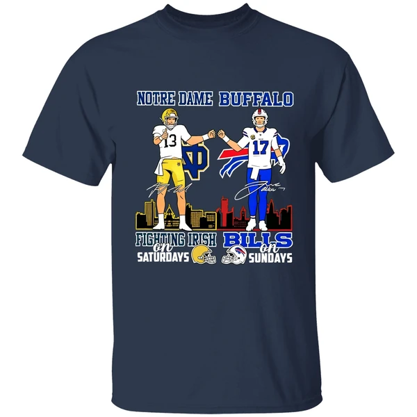 Notre Dame Fighting Irish On Saturdays And Buffalo Bills On Sundays Shirt - Image 5