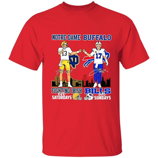 Notre Dame Fighting Irish On Saturdays And Buffalo Bills On Sundays Shirt - Image 7