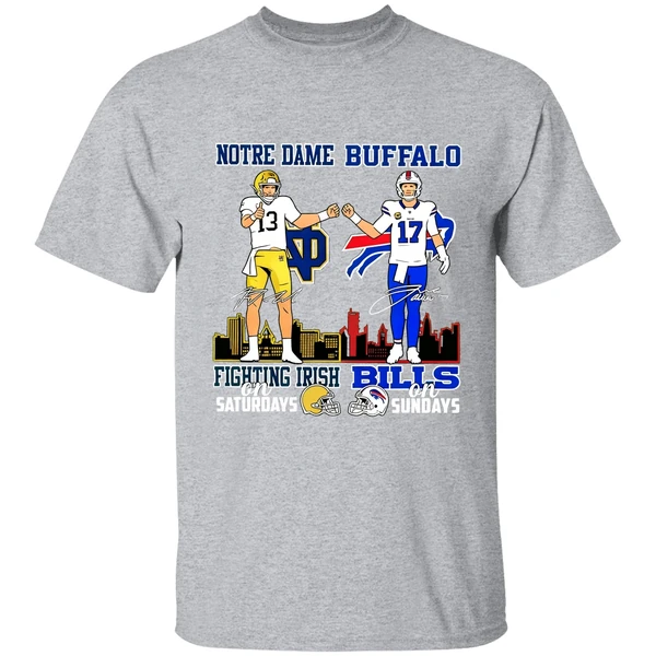 Notre Dame Fighting Irish On Saturdays And Buffalo Bills On Sundays Shirt - Image 9