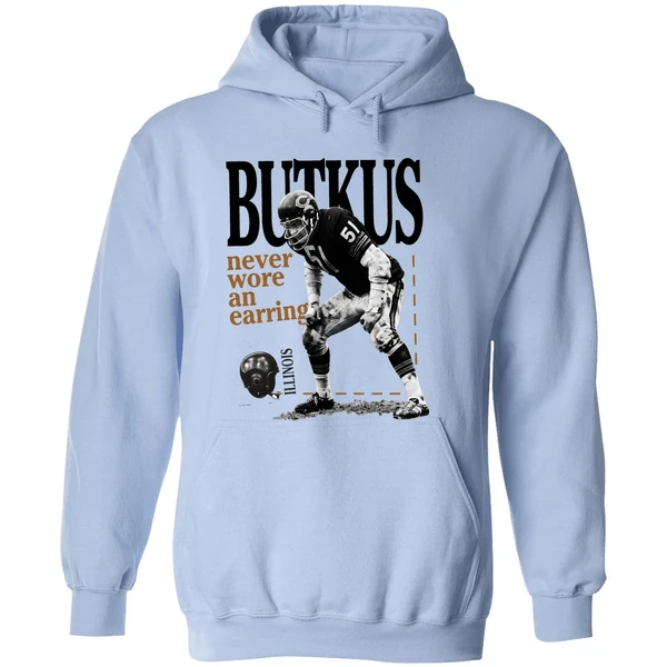 Number 51 Chicago Bears Dick Butkus Never Wore An Earring Hoodie - Image 4