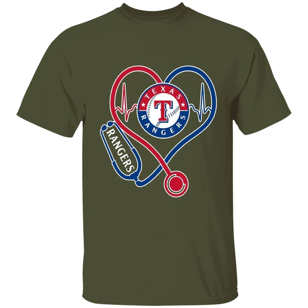Nurse Heartbeat Texas Rangers Shirt - Image 4