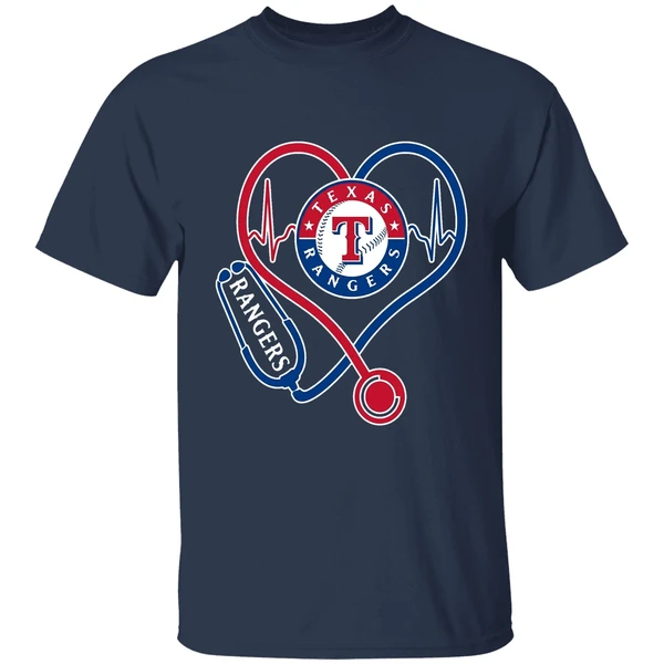 nurse heartbeat texas rangers shirt navy