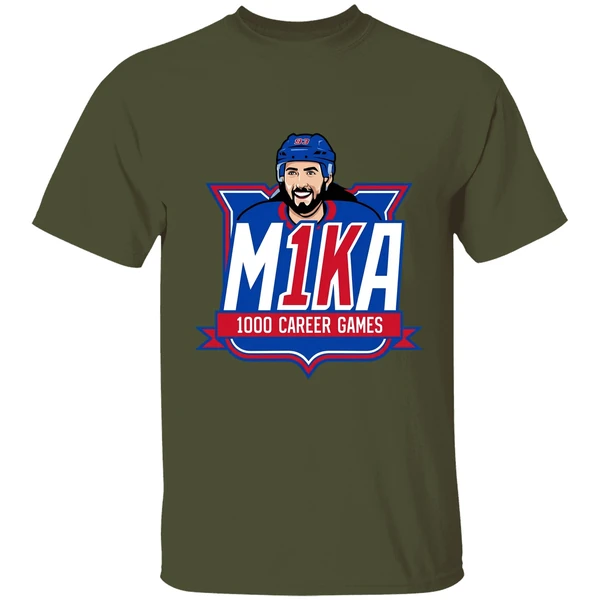 ny rangers mika zibanejad 1000th game graphic shirt militarygreen