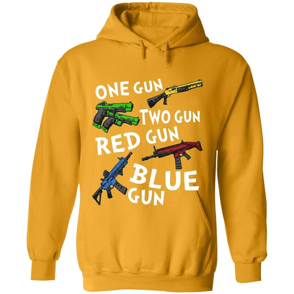 Official One Gun Two Gun Red Gun Blue Gun Hoodie