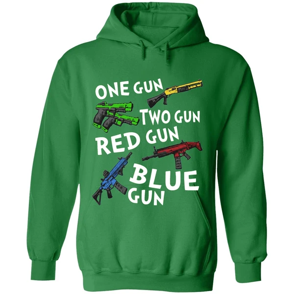 Official One Gun Two Gun Red Gun Blue Gun Hoodie - Image 2