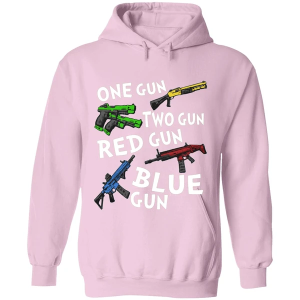 Official One Gun Two Gun Red Gun Blue Gun Hoodie - Image 5