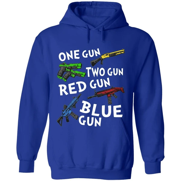 Official One Gun Two Gun Red Gun Blue Gun Hoodie - Image 7