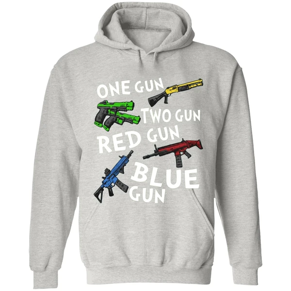 Official One Gun Two Gun Red Gun Blue Gun Hoodie - Image 9