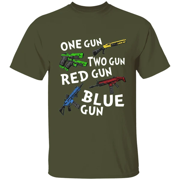 One Gun Two Gun Red Gun Blue Gun Shirt - Image 3