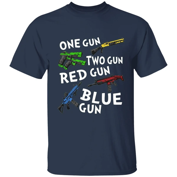 One Gun Two Gun Red Gun Blue Gun Shirt - Image 4