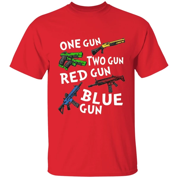 One Gun Two Gun Red Gun Blue Gun Shirt - Image 6