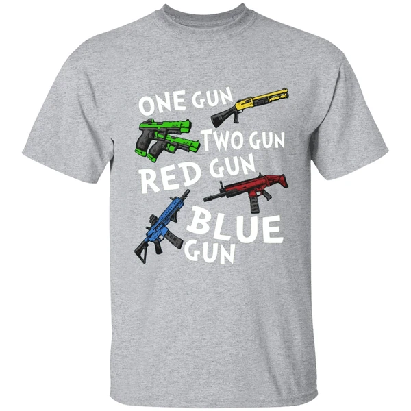 One Gun Two Gun Red Gun Blue Gun Shirt - Image 8