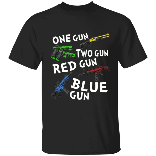 One Gun Two Gun Red Gun Blue Gun Shirt - Image 9
