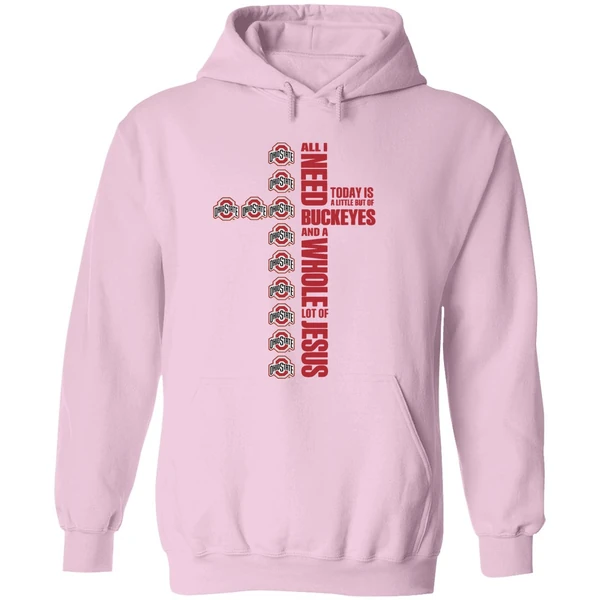 Ohio State Buckeyes Jesus Won All I Need Today Is A Little Out Of Buckeyes Cross Hoodie - Image 5