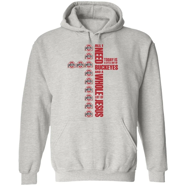 Ohio State Buckeyes Jesus Won All I Need Today Is A Little Out Of Buckeyes Cross Hoodie - Image 9