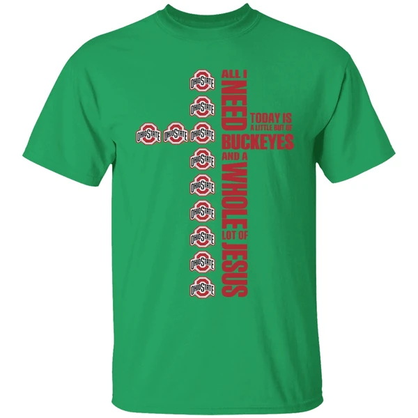 Ohio State Buckeyes Jesus Won All I Need Today Is A Little Out Of Buckeyes Cross Shirt - Image 2