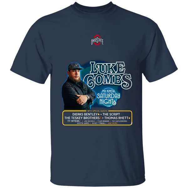 ohio state buckeyes luke combs my kinda saturday night tour shirt navy