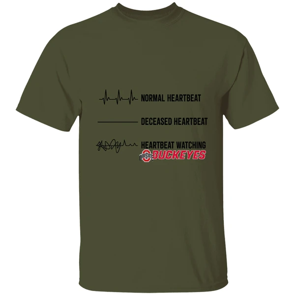 Ohio State Buckeyes Normal Heartbeat Deceased Heartbeat Heartbeat Watching Shirt - Image 3