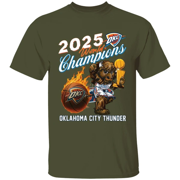 oklahoma city thunder 2025 world champions shirt militarygreen