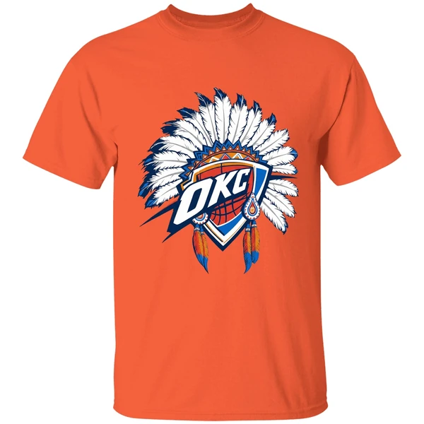 oklahoma city thunder native american logo shirt orange
