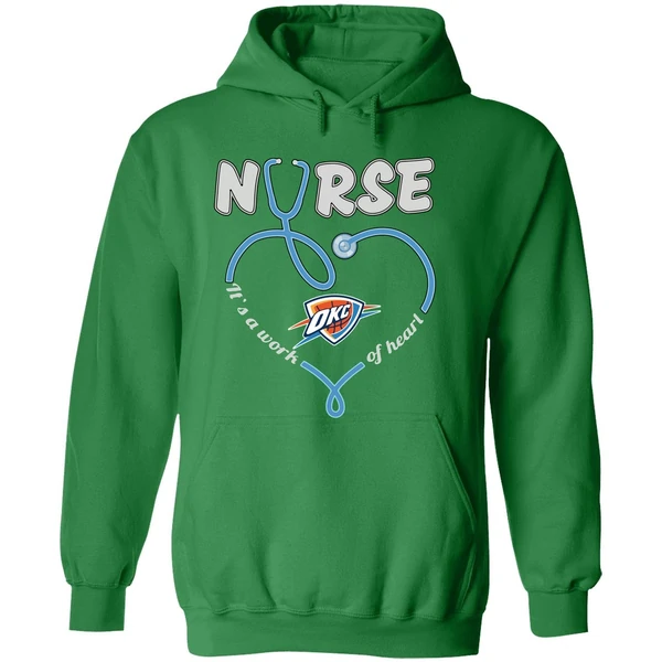 Oklahoma City Thunder Stethoscope Nurse Its A Work Of Heart Hoodie - Image 2