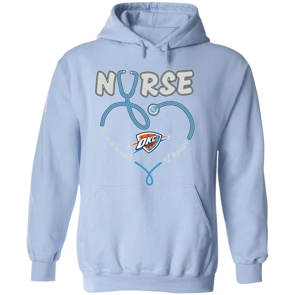 Oklahoma City Thunder Stethoscope Nurse Its A Work Of Heart Hoodie - Image 4