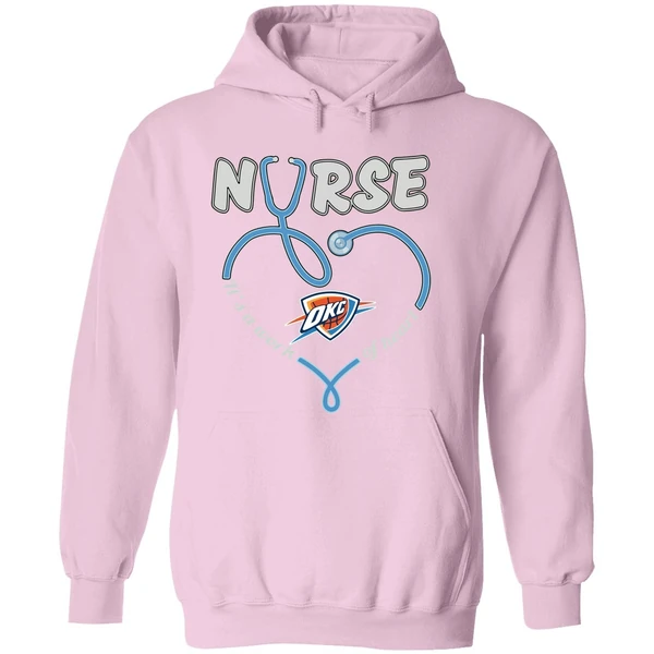Oklahoma City Thunder Stethoscope Nurse Its A Work Of Heart Hoodie - Image 5