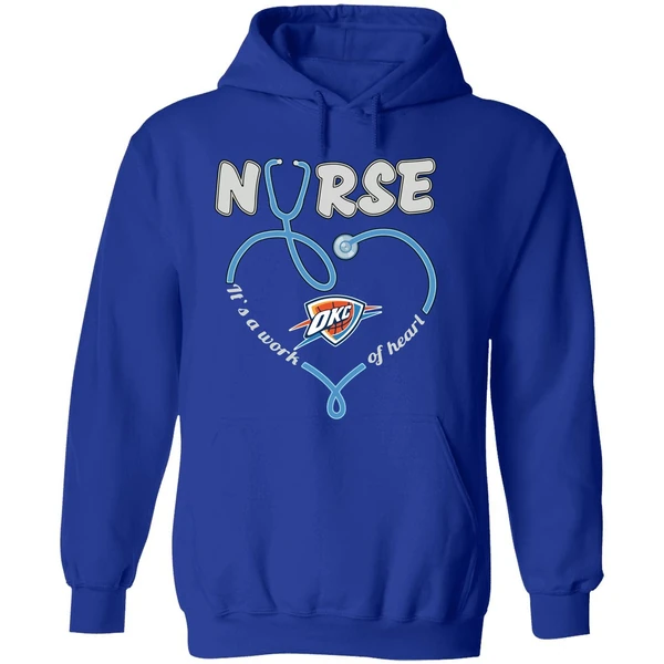 Oklahoma City Thunder Stethoscope Nurse Its A Work Of Heart Hoodie - Image 7