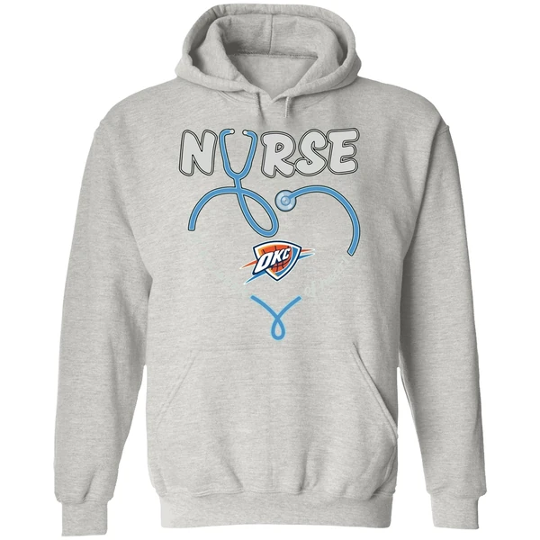 Oklahoma City Thunder Stethoscope Nurse Its A Work Of Heart Hoodie - Image 9