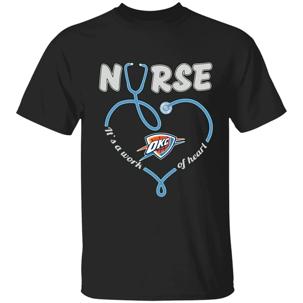 Oklahoma City Thunder Stethoscope Nurse Its A Work Of Heart Shirt