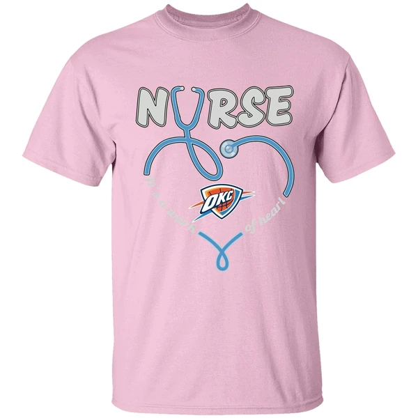 Oklahoma City Thunder Stethoscope Nurse Its A Work Of Heart Shirt - Image 3